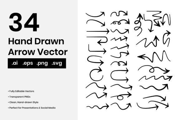 34 Hand Drawn Arrows Doodle Vector: A Creative Tool for Visual Communication