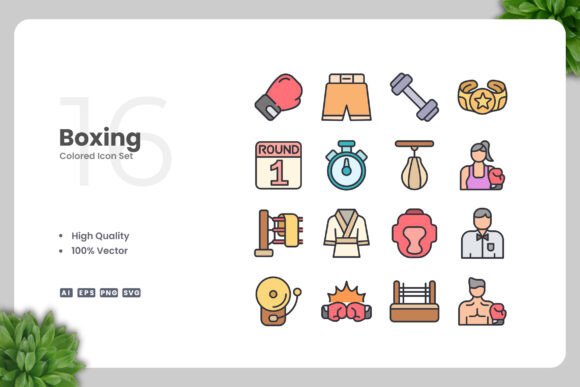 Boxing Colored Icons: A Versatile Design Asset for Modern Creatives