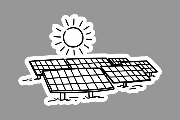 Cartoon Solar Panel Clipart Line Art