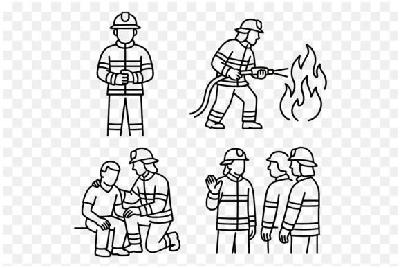 Firefighter Vector Line Art Set: A Versatile Resource for Emergency Service Communication