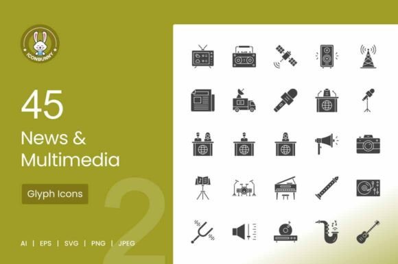 News Multimedia Glyph Icons
