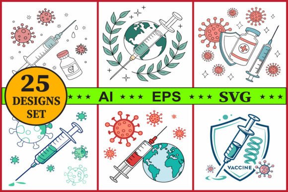 Vaccine Virus Icon Vector Bundle Set