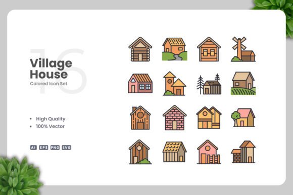 Village House Colored Icons: A Strategic Design Tool for Modern Creatives