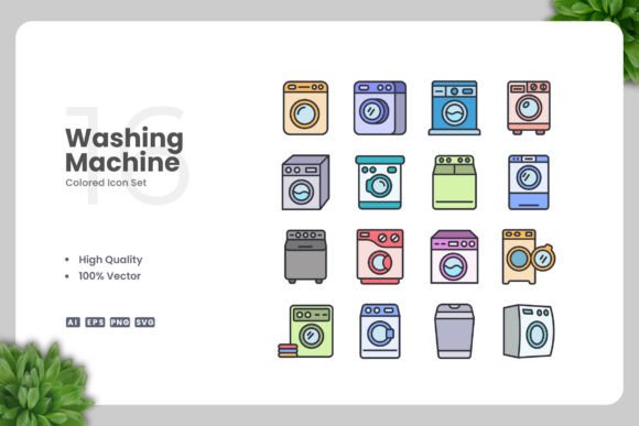 Washing Machine Colored Icons: A Versatile Design Solution for Modern Projects