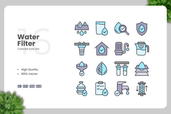 Water Filter Colored Icons: A Versatile Design Solution for Modern Projects