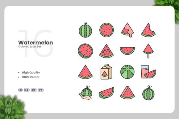 Watermelon Colored Icons for Creative Projects