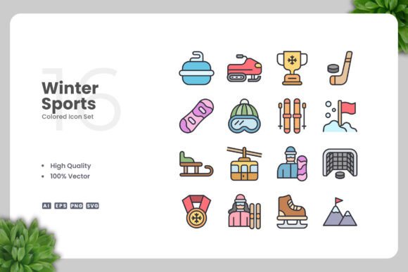 Winter Sports Colored Icons for Strategic Visual Communication